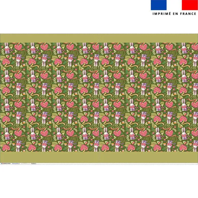 Kit sac à jouets motif mini lapin printanier vert kaki - Création Stillistic