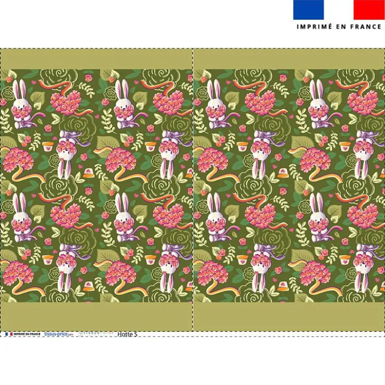 Kit sac à jouets motif mini lapin printanier vert kaki - Création Stillistic