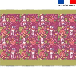 Kit sac à jouets motif mini lapin printanier framboise - Création Stillistic