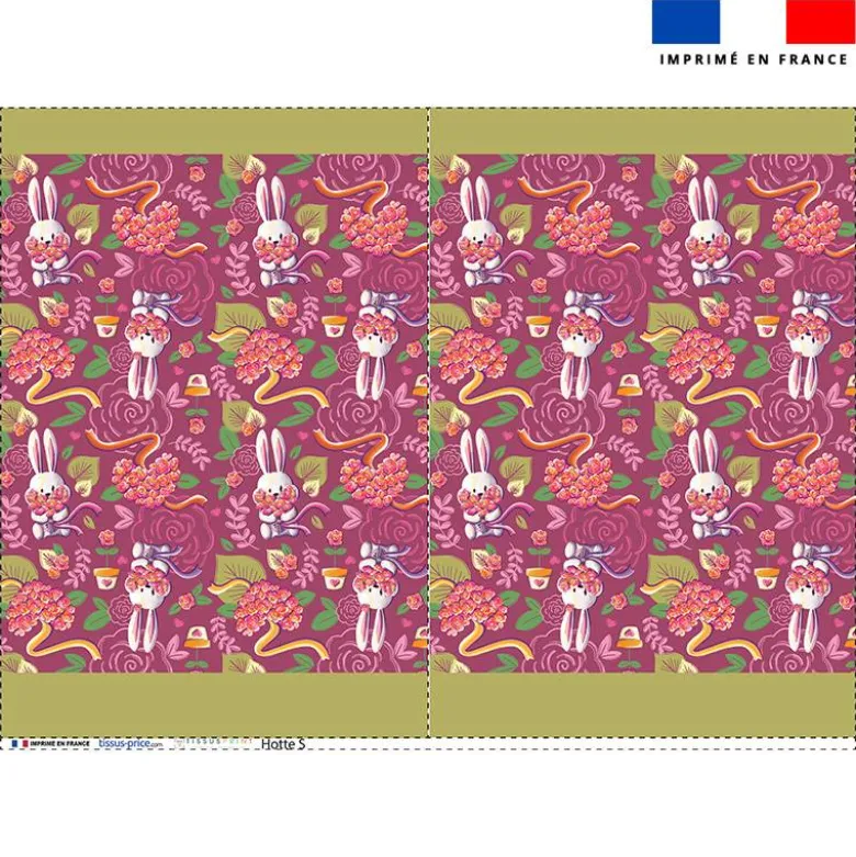 Kit sac à jouets motif mini lapin printanier framboise - Création Stillistic