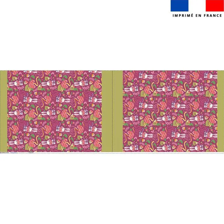 Kit sac à jouets motif mini lapin printanier framboise - Création Stillistic