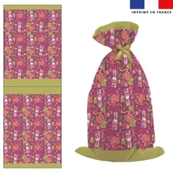 Kit sac à jouets motif mini lapin printanier framboise - Création Stillistic