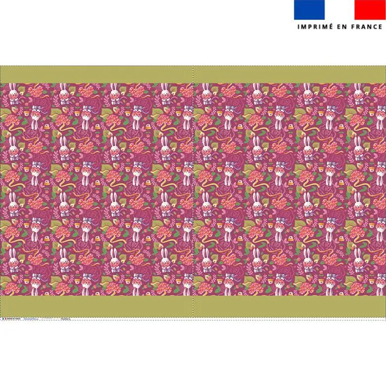 Kit sac à jouets motif mini lapin printanier framboise - Création Stillistic
