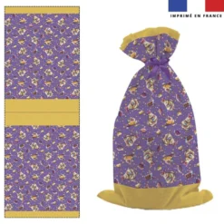 Kit sac à jouets motif mini poule et oeufs de Pâques violet - Création Stillistic