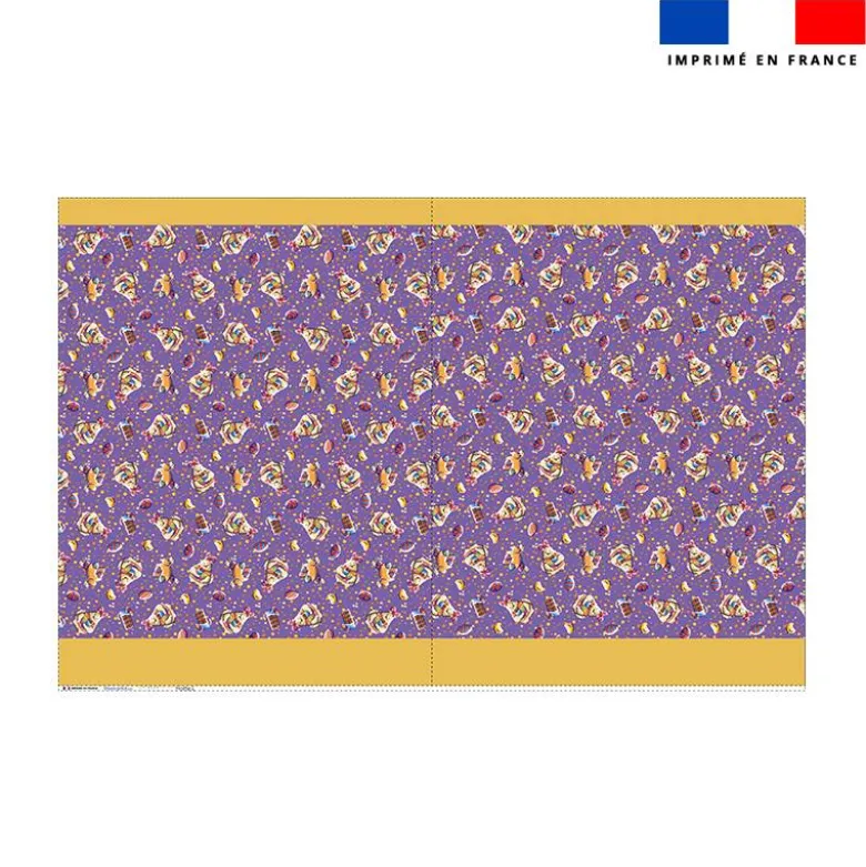 Kit sac à jouets motif mini poule et oeufs de Pâques violet - Création Stillistic