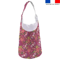 Kit sac seau motif mini lapin printanier framboise - Création Stillistic