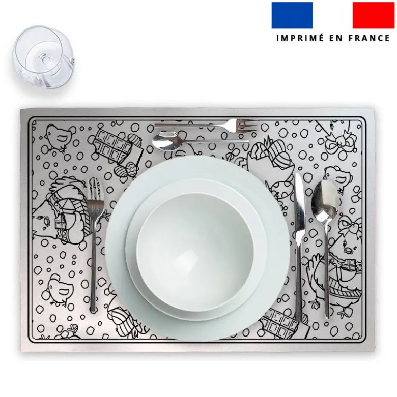Kit sets de table à colorier poule et oeufs de Pâques - Création Stillistic