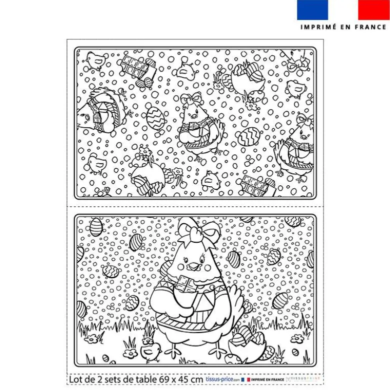 Kit sets de table à colorier poule et oeufs de Pâques - Création Stillistic