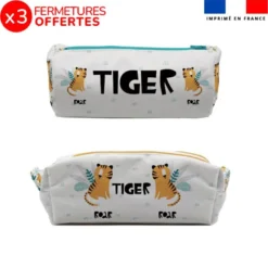 Kit trousse double compartiment motif tiger + 1 trousse assortie