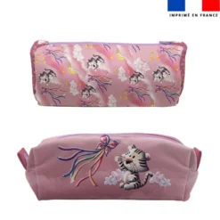 Kit trousse double compartiment motif tigre blanc + 1 trousse assortie - Création Stillistic
