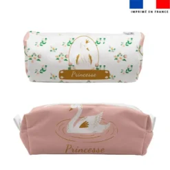 Kit trousse double compartiment motif cygne + 1 trousse assortie