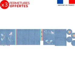 Kit trousse double compartiment motif licorne effet jean + 1 trousse assortie