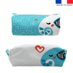 Kit trousse double compartiment motif éléphant bleu + 1 trousse assortie
