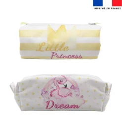 Kit trousse double compartiment motif sweet flamant rose + 1 trousse assortie