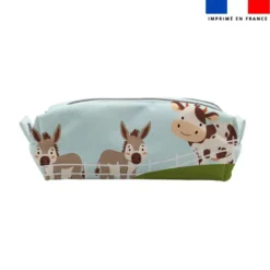 Kit trousse double compartiment motif animaux de la ferme + 1 trousse assortie