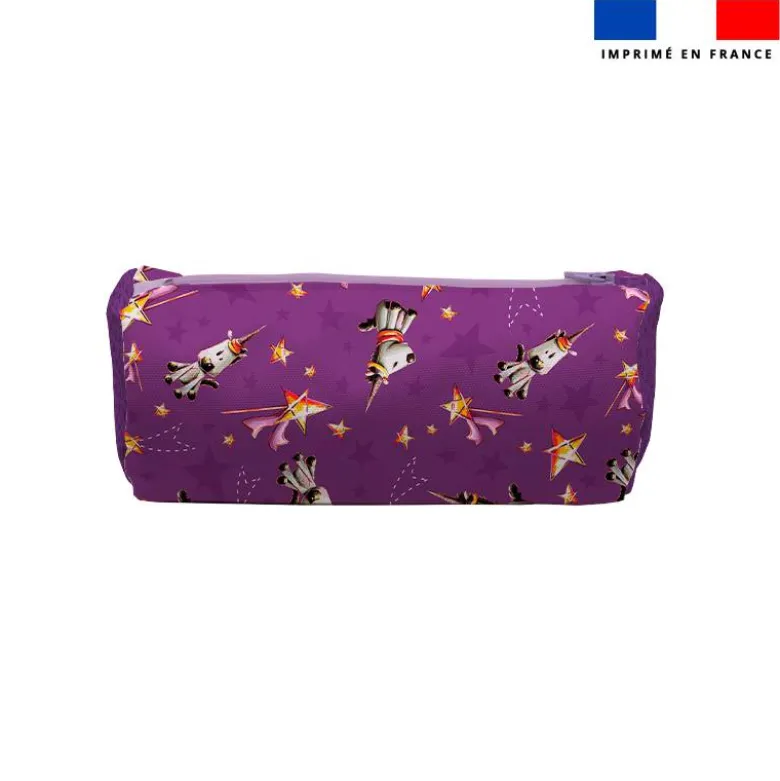 Kit trousse double compartiment motif licorne + 1 trousse assortie - Création Stillistic
