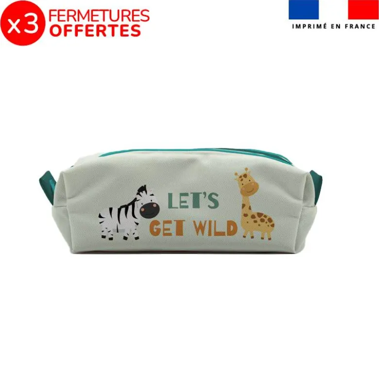 Kit trousse double compartiment motif savane + 1 trousse assortie