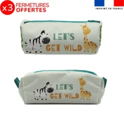 Kit trousse double compartiment motif savane + 1 trousse assortie