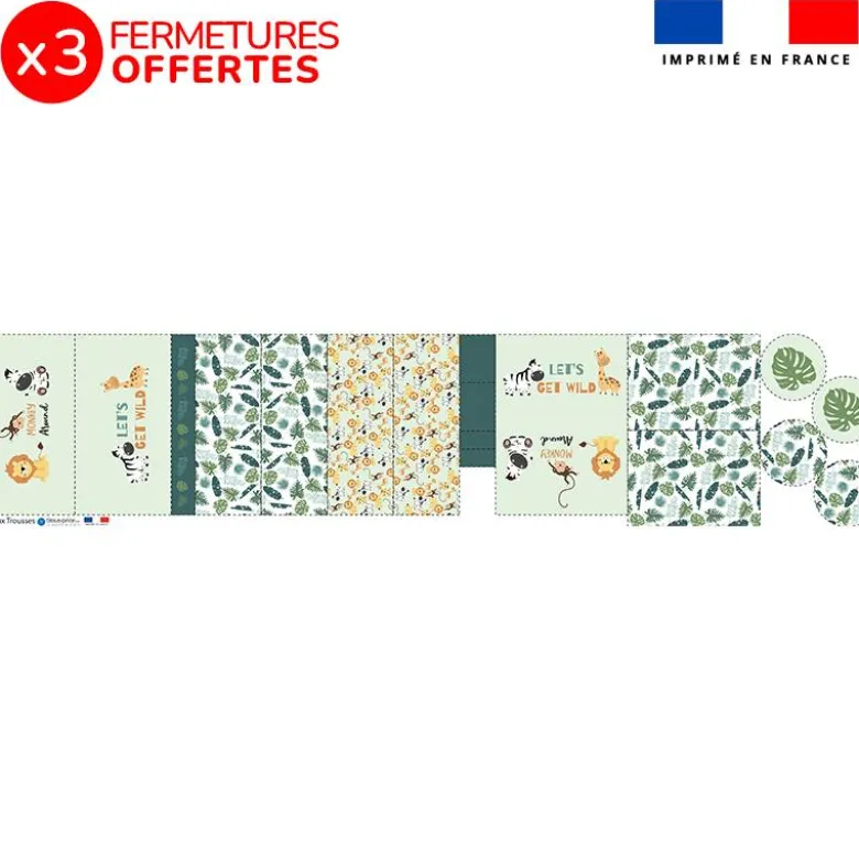 Kit trousse double compartiment motif savane + 1 trousse assortie