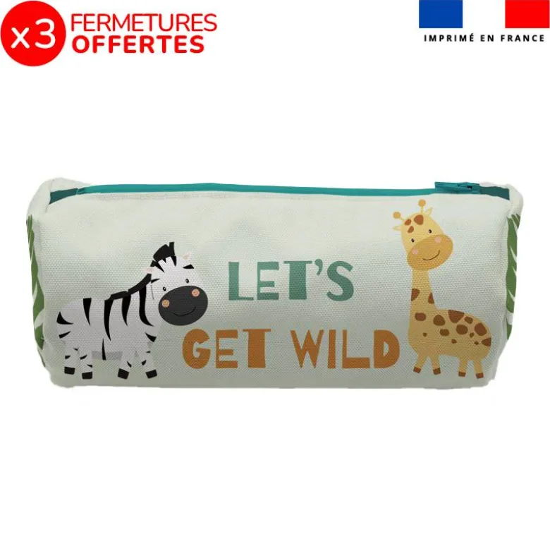 Kit trousse double compartiment motif savane + 1 trousse assortie