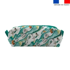Kit trousse double compartiment motif macareux + 1 trousse assortie - Création Stillistic