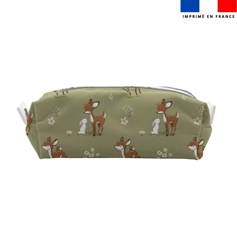 Kit trousse double compartiment motif animaux de la clairière + 1 trousse assortie