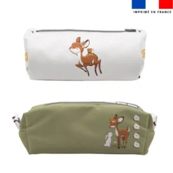 Kit trousse double compartiment motif animaux de la clairière + 1 trousse assortie