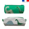 Kit trousse double compartiment motif dino vert et volcan + 1 trousse assortie