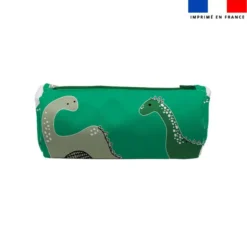 Kit trousse double compartiment motif dino vert et volcan + 1 trousse assortie
