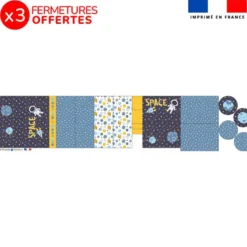 Kit trousse double compartiment motif espace + 1 trousse assortie