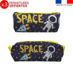 Kit trousse double compartiment motif espace + 1 trousse assortie