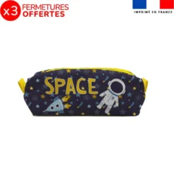 Kit trousse double compartiment motif espace + 1 trousse assortie