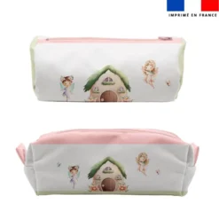 Kit trousse double compartiment motif fées + 1 trousse assortie