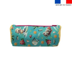 Kit trousse double compartiment motif hippo en vacances + 1 trousse assortie - Création Stillistic