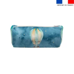 Kit trousse double compartiment motif montgolfière aquarelle + 1 trousse assortie