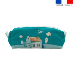 Kit trousse double compartiment motif montgolfière aquarelle + 1 trousse assortie