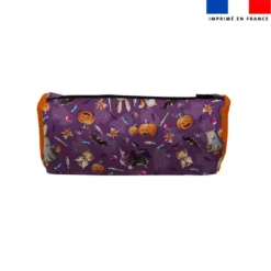 Kit trousse double compartiment motif fantômes violet + 1 trousse assortie - Création Stillistic