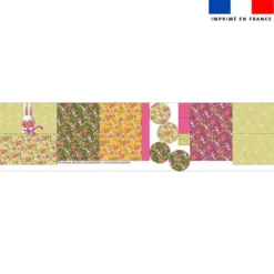 Kit trousse double compartiment motif lapin printanier + 1 trousse assortie - Création Stillistic