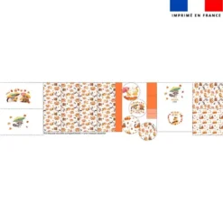 Kit trousse double compartiment motif animaux d'automne + 1 trousse assortie