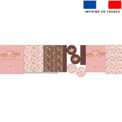 Kit trousse double compartiment motif folk fox + 1 trousse assortie