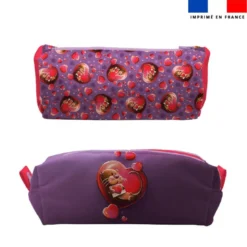 Kit trousse double compartiment motif loutre et coeurs + 1 trousse assortie - Création Stillistic