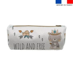 Kit trousse double compartiment motif ourson indien + 1 trousse assortie