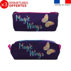 Kit trousse double compartiment motif papillon + 1 trousse assortie