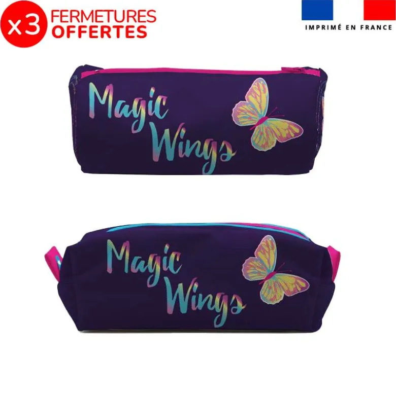 Kit trousse double compartiment motif papillon + 1 trousse assortie