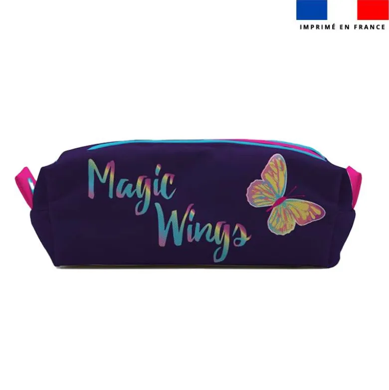 Kit trousse double compartiment motif papillon + 1 trousse assortie