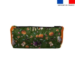 Kit trousse double compartiment motif fantômes vert + 1 trousse assortie - Création Stillistic