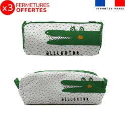 Kit trousse double compartiment motif alligator + 1 trousse assortie