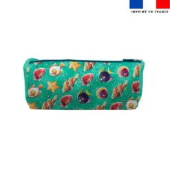 Kit trousse double compartiment motif poisson oeuf + 1 trousse assortie - Création Stillistic