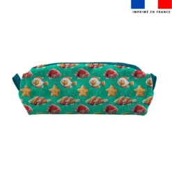 Kit trousse double compartiment motif poisson oeuf + 1 trousse assortie - Création Stillistic