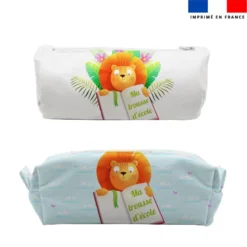 Kit trousse double compartiment motif safari à l'école + 1 trousse assortie